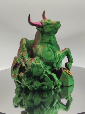 Taureau Vert et rose